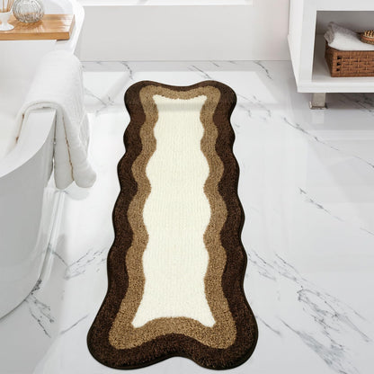 HAOCOO Washable Irregular Shape Bathroom Rugs, 18x25 inch Soft Non Slip Gradient Small Bath Mat, Microfiber Absorbent Bathroom Floor Mats Shower Rug for Bathroom Door Mat Sink Tub Shower