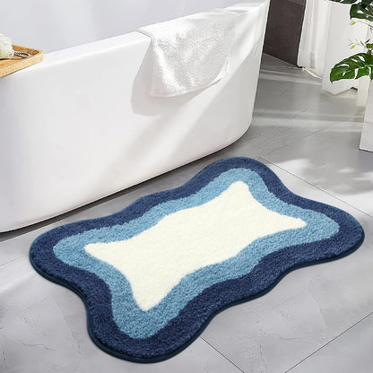 HAOCOO Washable Irregular Shape Bathroom Rugs, 18x25 inch Soft Non Slip Gradient Small Bath Mat, Microfiber Absorbent Bathroom Floor Mats Shower Rug for Bathroom Door Mat Sink Tub Shower