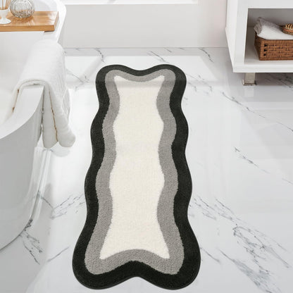 HAOCOO Washable Irregular Shape Bathroom Rugs, 18x25 inch Soft Non Slip Gradient Small Bath Mat, Microfiber Absorbent Bathroom Floor Mats Shower Rug for Bathroom Door Mat Sink Tub Shower