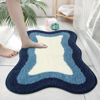 HAOCOO Washable Irregular Shape Bathroom Rugs, 18x25 inch Soft Non Slip Gradient Small Bath Mat, Microfiber Absorbent Bathroom Floor Mats Shower Rug for Bathroom Door Mat Sink Tub Shower