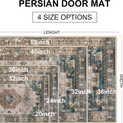 Collive Indoor Door Mat Retro Floor Mat, Non Slip Washable Doormat Quickly Absorb Welcome Mats Low-Pile Front Door Rug Inside Entryway Carpet for Entrance - 32"x48"